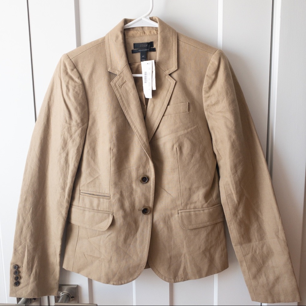 J.Crew Tan Khaki Linen Blend Blazer Size Tall 6